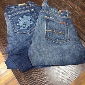 7 For All Mankind Indigo Jeans with Embroidery
